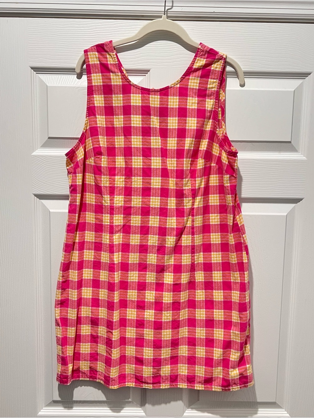 Vintage 1997 Faded Glory Pink and Yellow Gingham Sleeveless Dress